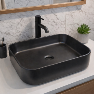 matte black countertop wash basin – modern minimalist sink