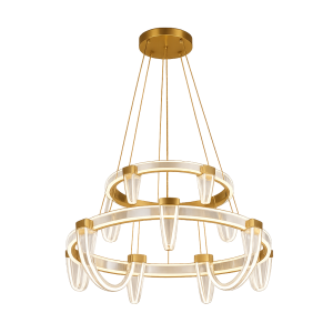 luxury modern gold led ring chandelier – 2 tier designer fixture (item code: 8559/40+60cm)