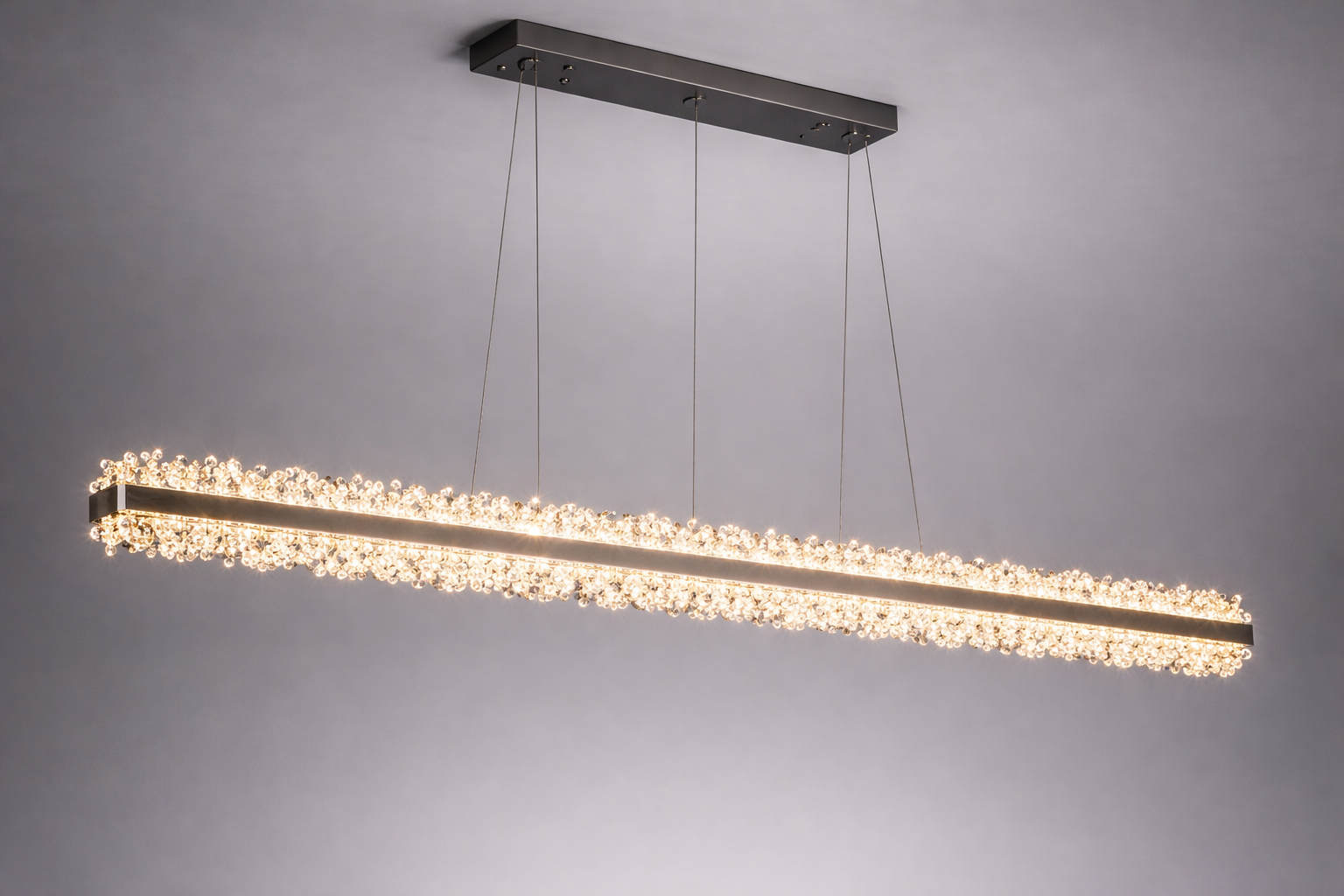 luxury crystal linear led chandelier – 1.2m elegant pendant light luxury crystal linear led chandelier – 1.2m elegant pendant light