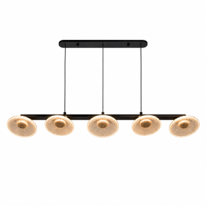 Modern Halo LED Pendant Chandelier – 5-Light Linear Design (2.5m)