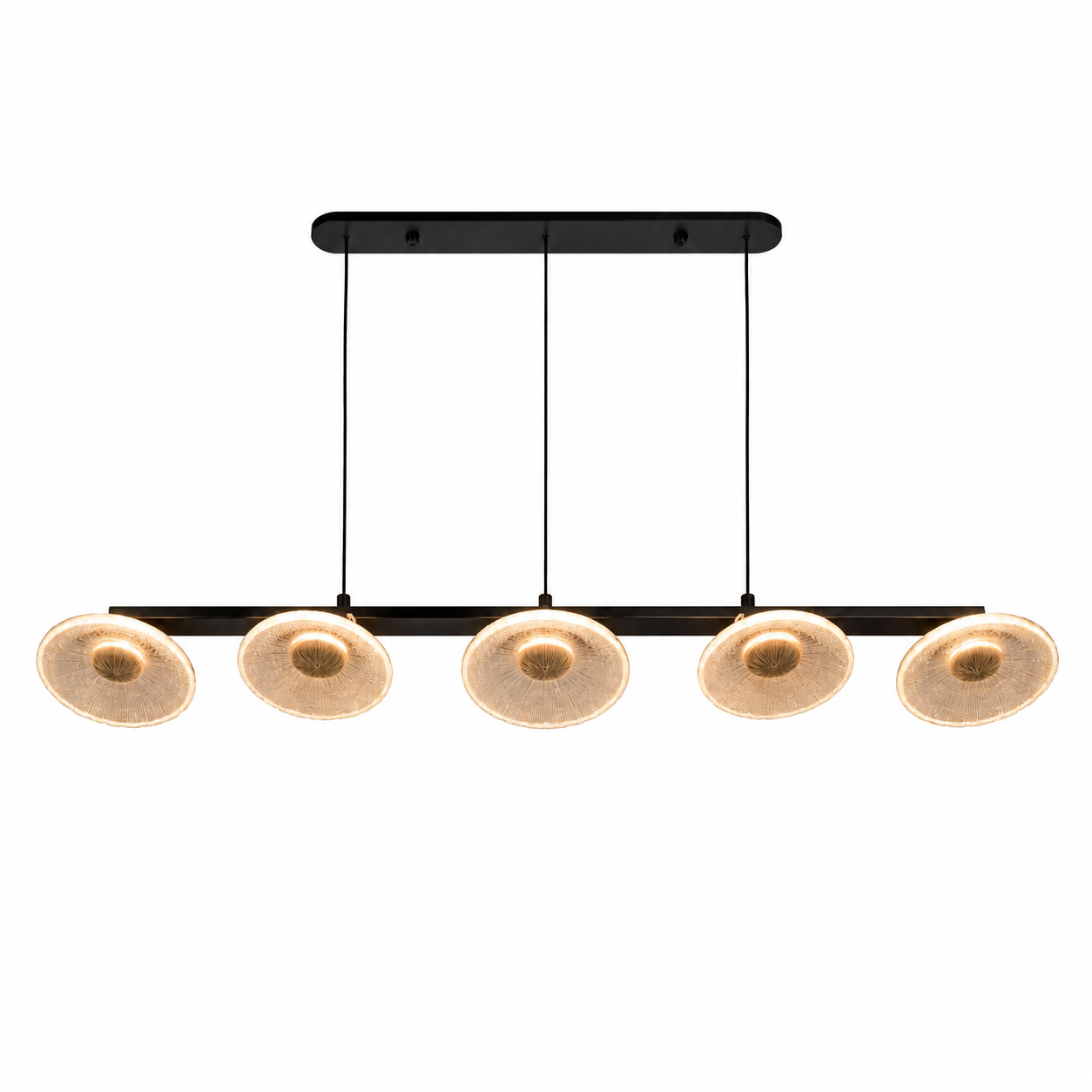 Modern Halo LED Pendant Chandelier – 5-Light Linear Design (2.5m)