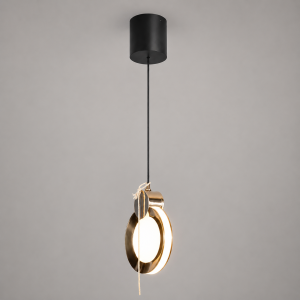 Modern LED Ring Pendant Light – Gold & Black Hanging Ceiling Lamp