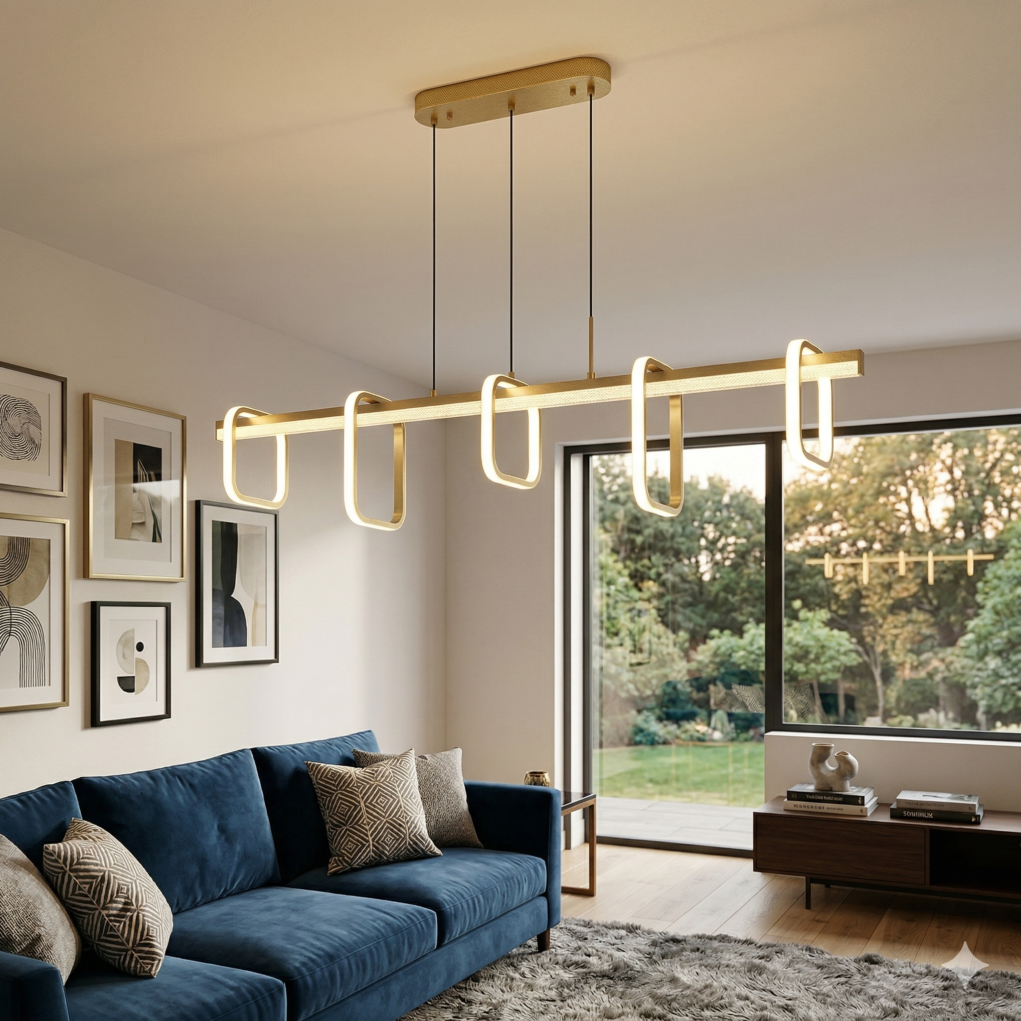 modern led linear pendant light – sculptural loop design modern led linear pendant light – sculptural loop design