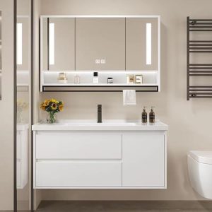 modern led bathroom mirror & vanity set | sleek 80x50cm