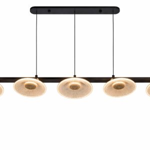 modern halo led pendant chandelier – 5 light linear design (2.5m)