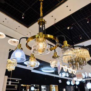 modern gold multi light glass chandelier