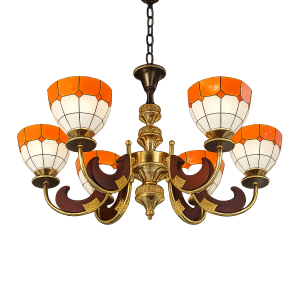 Multi-Arm Floral Ceiling Light with Globe Shades