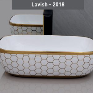 Honeycomb-Pattern Oval Ceramic Countertop Wash Basin