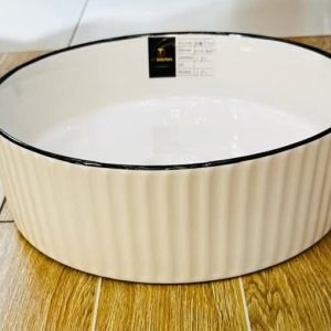Ribbed/Fluted Round Ceramic Countertop Wash Basin