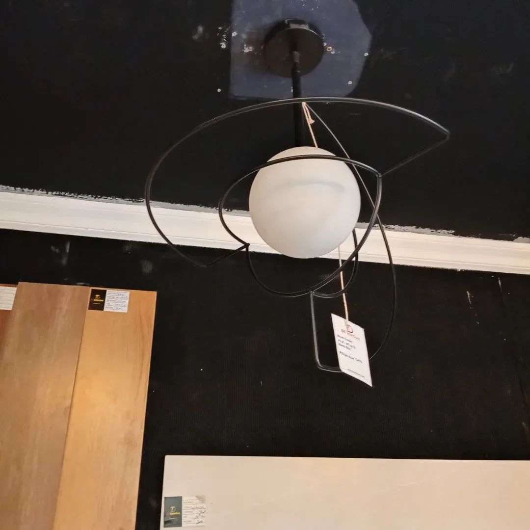 Modern Globe Pendant Light with Curved Arm